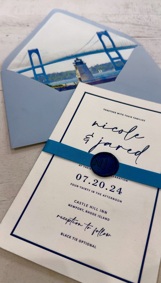 A Rhodes Island Wedding Invitation by Bliss Imprints