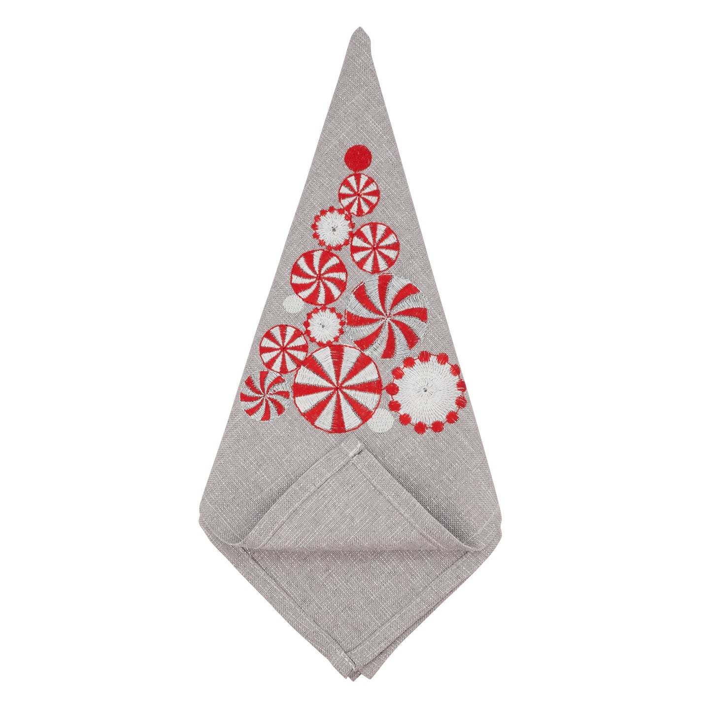 Peppermint Christmas Tree Napkin: Silver / 20"