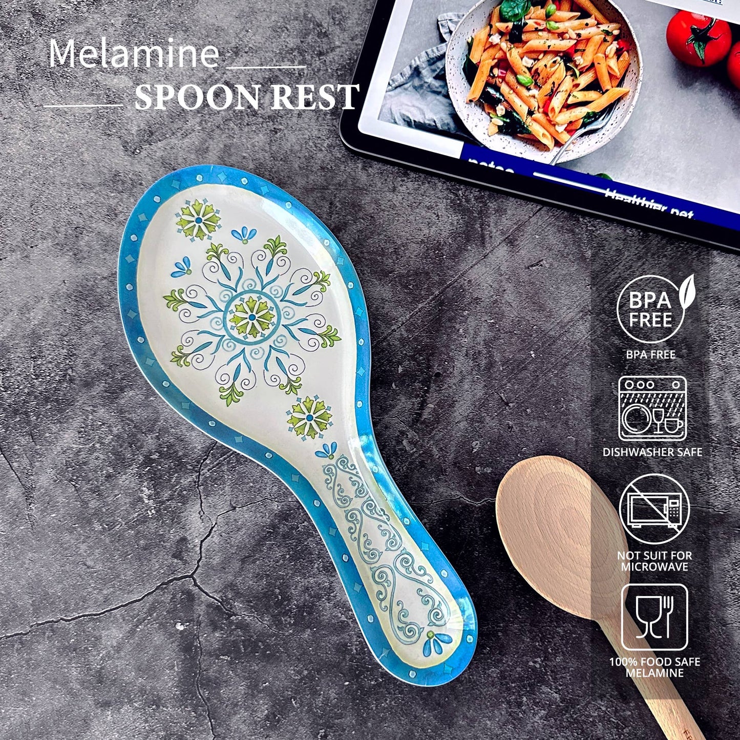 Jewel Medallion Melamine Spoon Rest