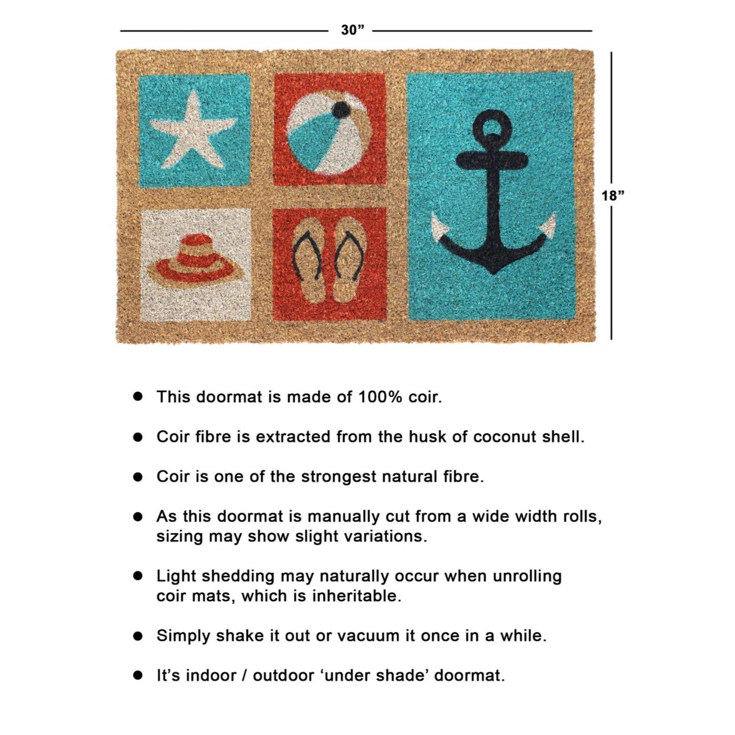 Beach Doormat, 18" x 30"