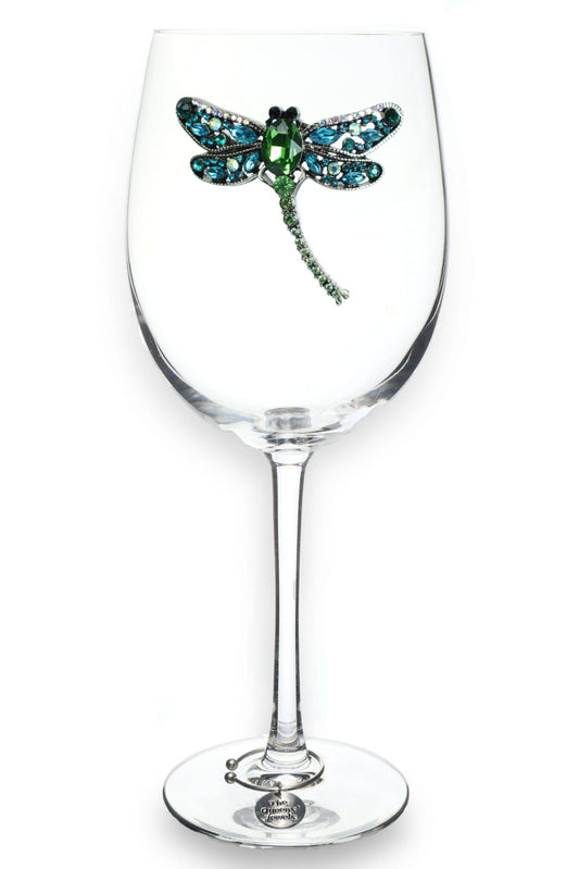 Dragonfly Jeweled Stemmed Wine Glass
