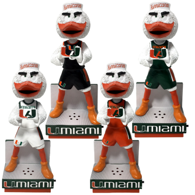 Sebastian the Ibis Miami Hurricanes Fight Song Mascot Bobbleheads: Basketball - Green Jersey