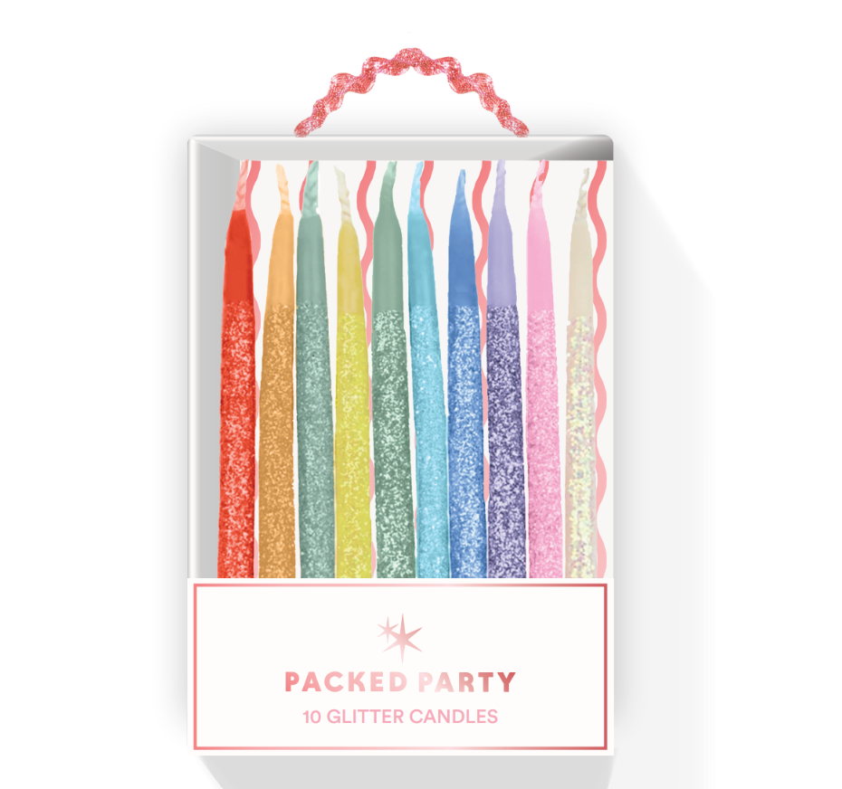 Rainbow Glitter Birthday Candles (set of 10)
