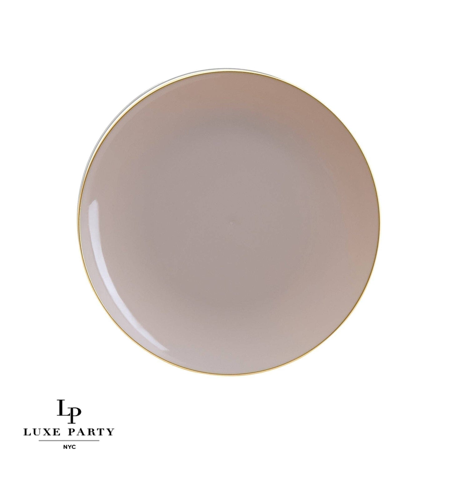 Round Linen • Gold Plastic Plates | 10 Pack: 10 Plastic Plates / 7.25" Appetizer Plates