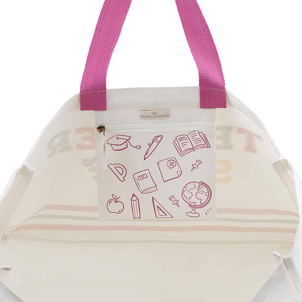 Teacher Stuff Tote White/Multi 19.5x13.5x7