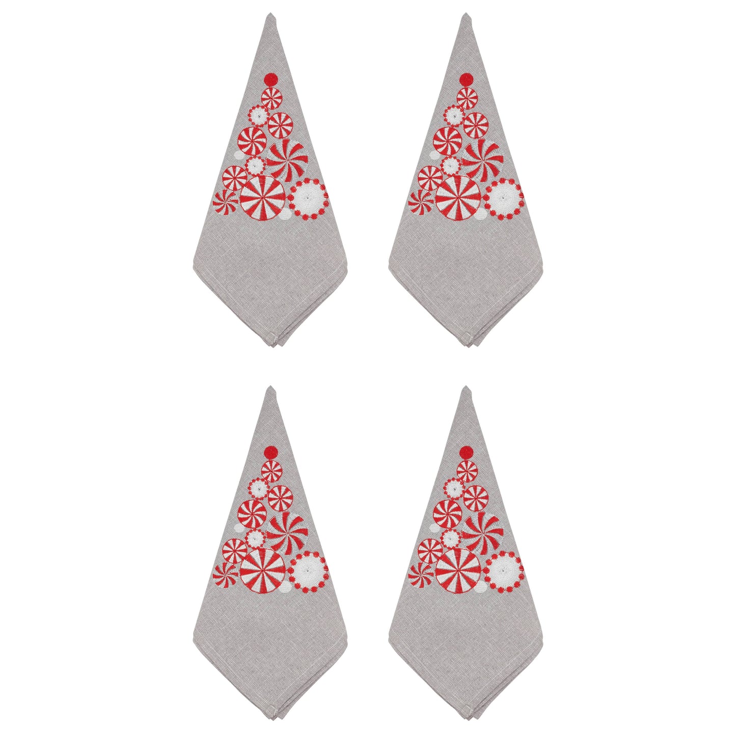 Peppermint Christmas Tree Napkin: Silver / 20"