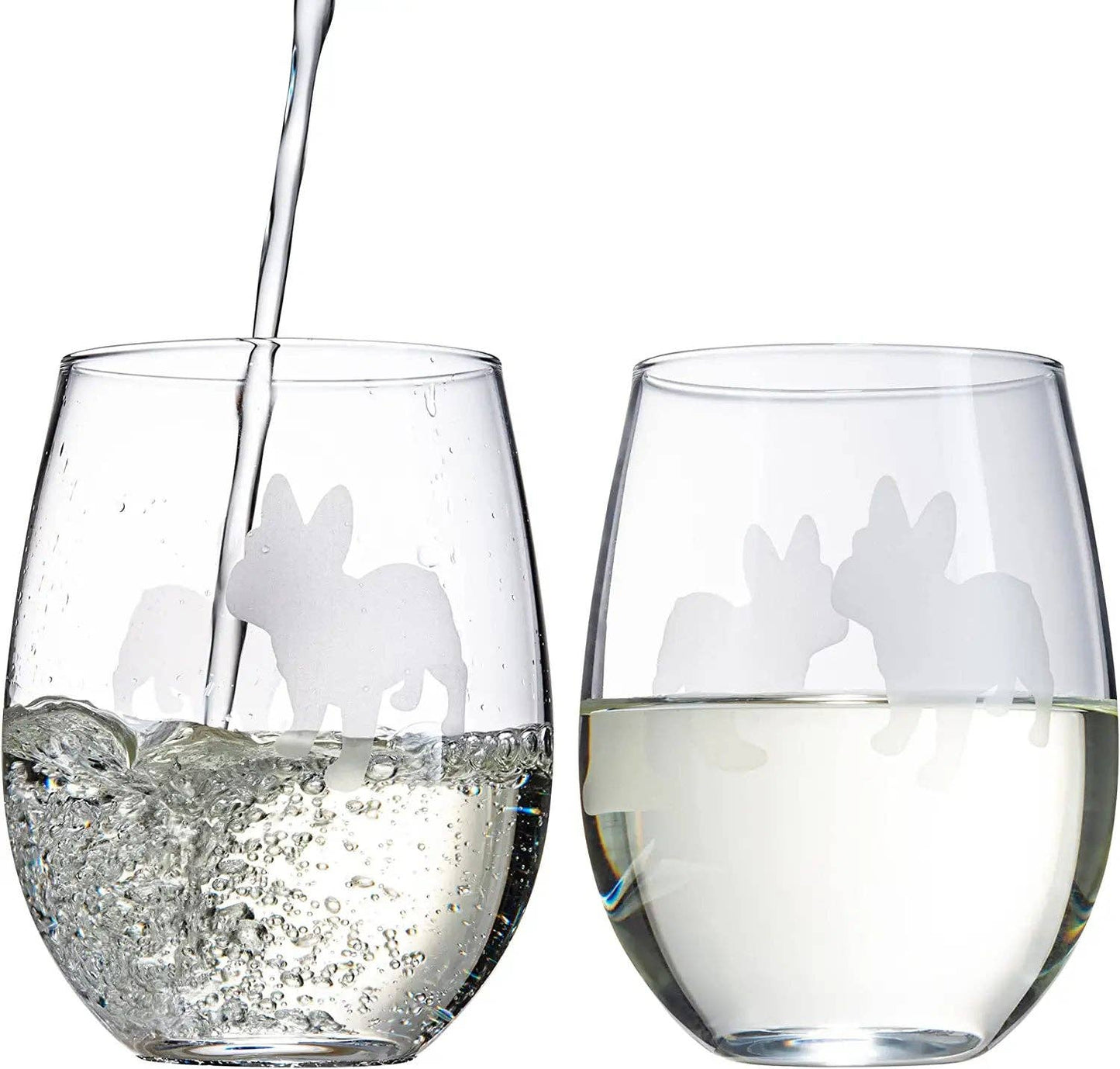 French Bulldog Stemless Wine Glasses Set of 2