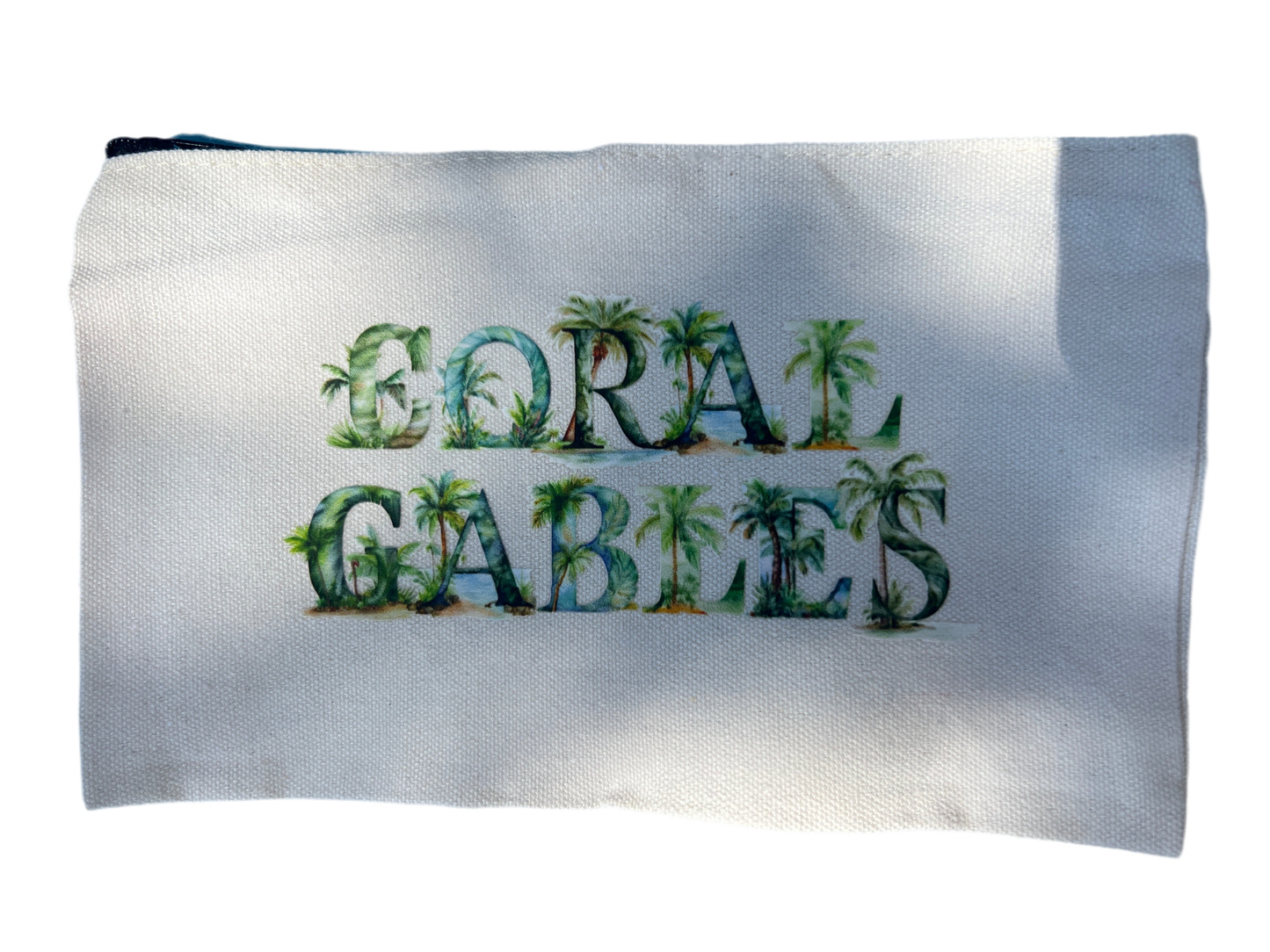 "Coral Gables" Palm Tree Canvas Mini Zipper Bag