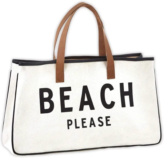 “BEACH PLEASE” CANVAS TOTE BAG