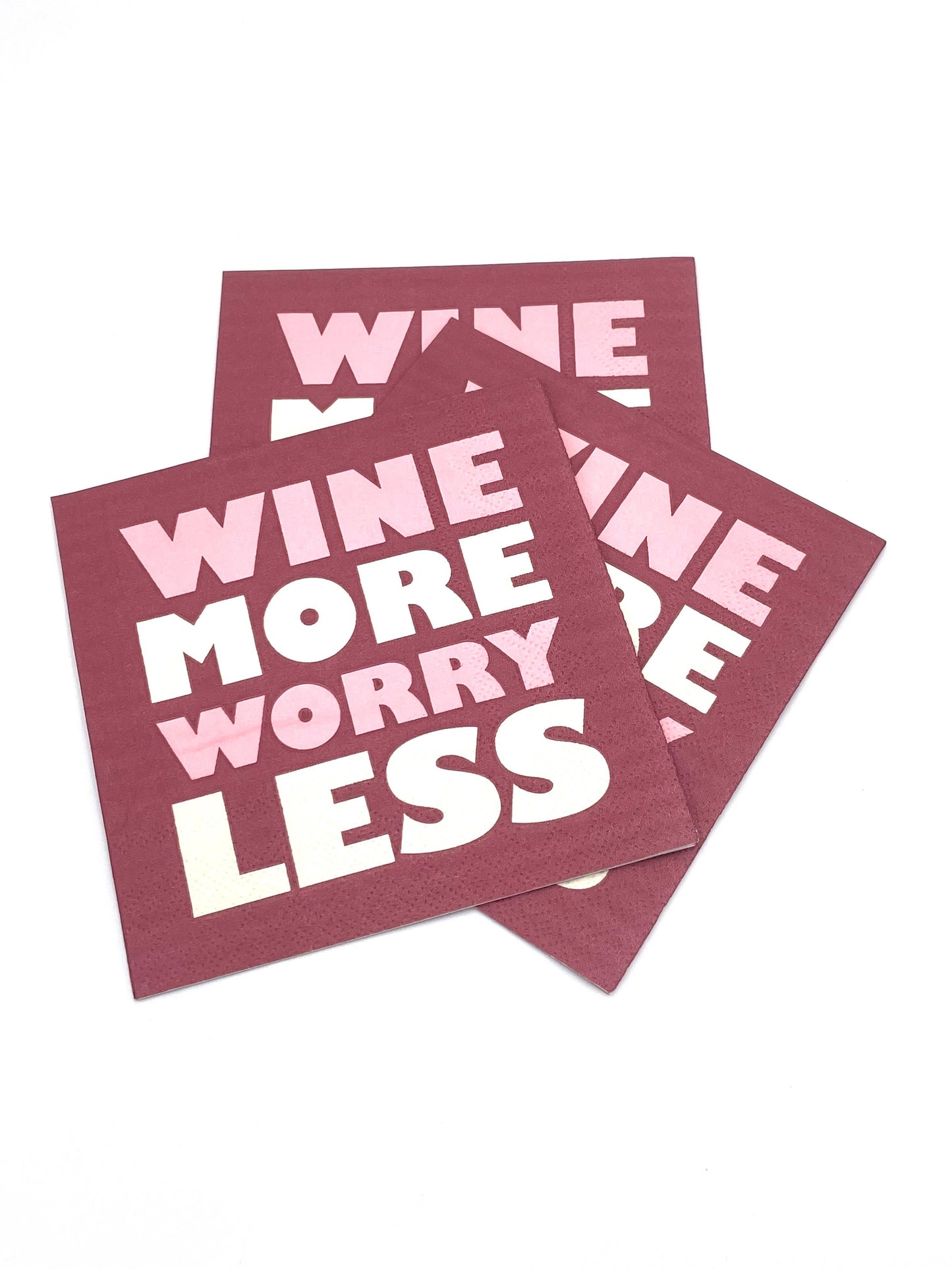 Wine More Worry Less Cocktail Napkins - 20ct