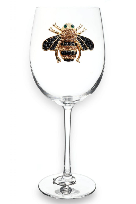 Queen Bee Jeweled Stemmed Wine Glass