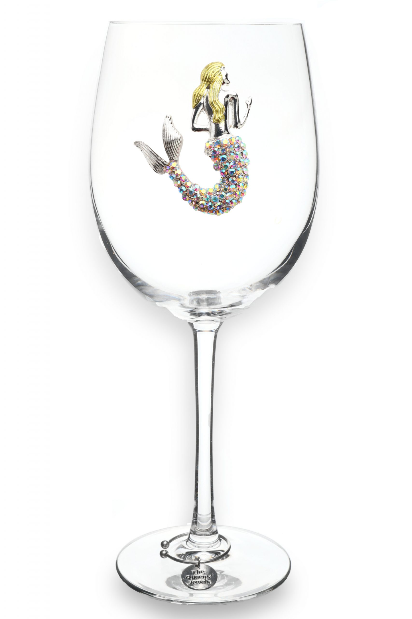 Aurora Borealis Mermaid Jeweled Stemmed Wine Glass