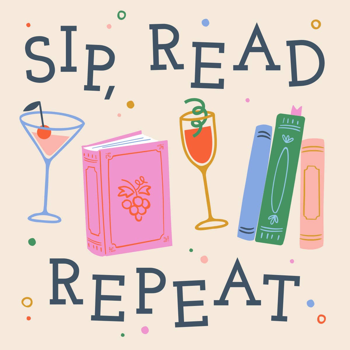 Sip Read Repeat Cocktail Napkins - 20ct