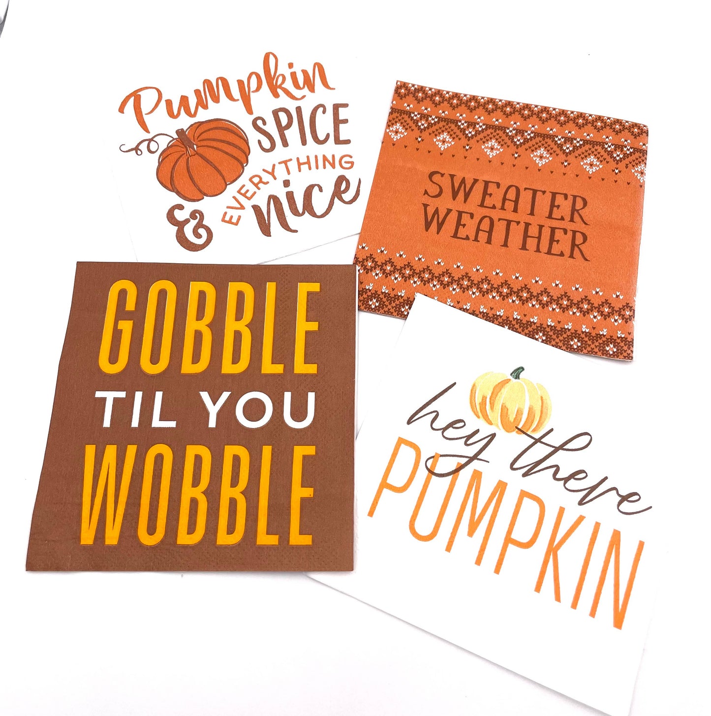 Thanksgiving/Fall Cocktail Napkins Gobble Til You Wobble20ct