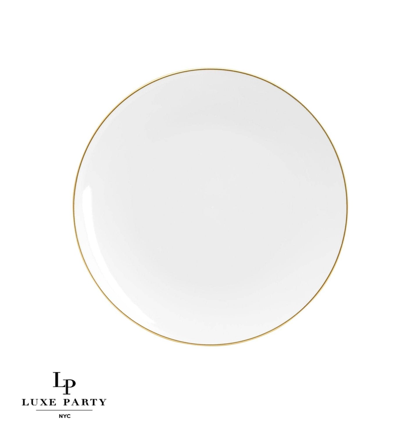 Round White • Gold Plastic Plates | 10 Pack: 7.25" Appetizer Plates