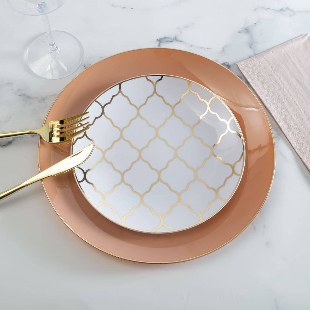 Round Clay• Gold Plastic Plates | 10 Pack: 10.25" Dinner Plates