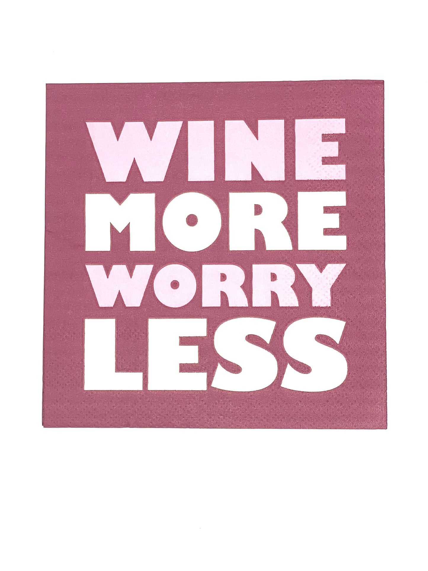 Wine More Worry Less Cocktail Napkins - 20ct