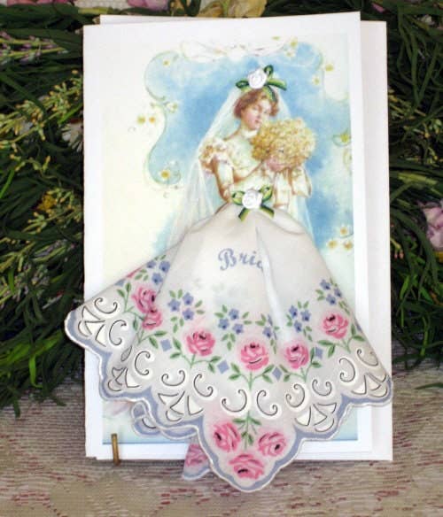 June Lovely Bride Hankie Card: White Hankie