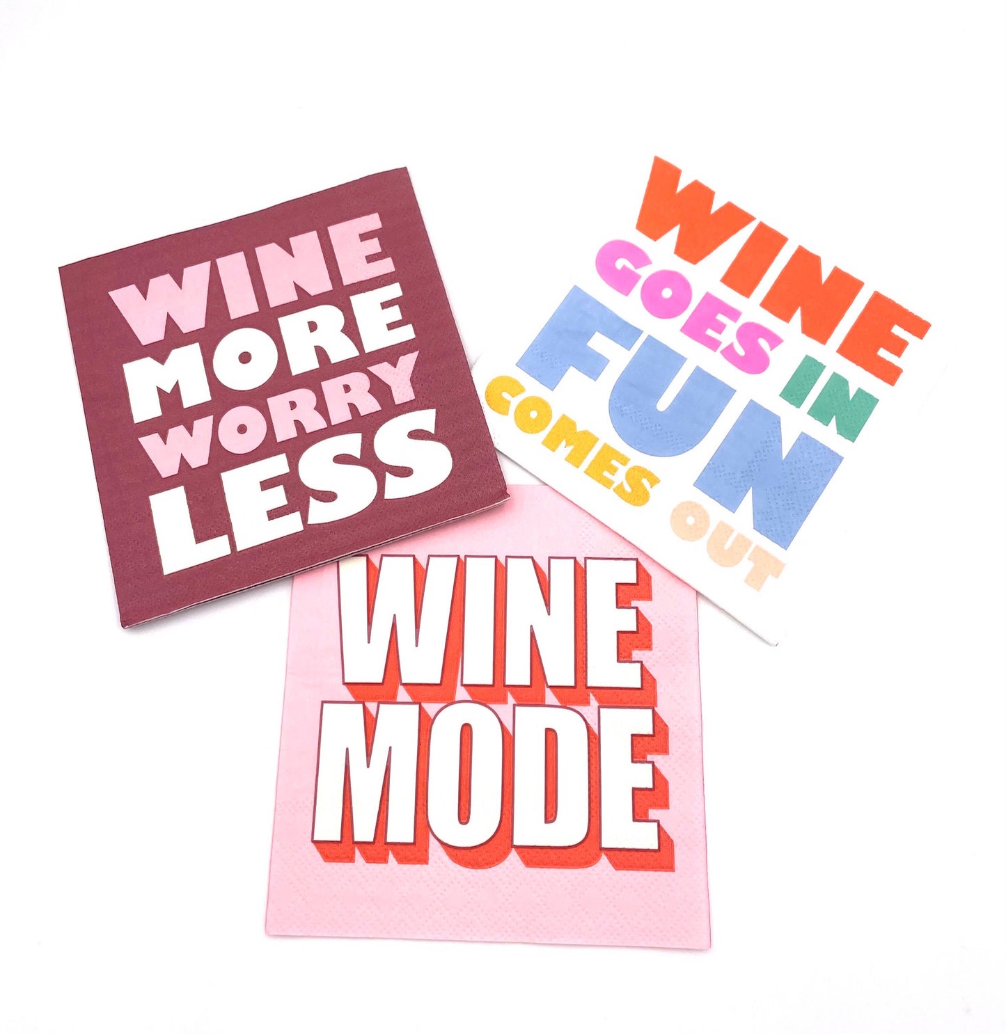 Wine More Worry Less Cocktail Napkins - 20ct