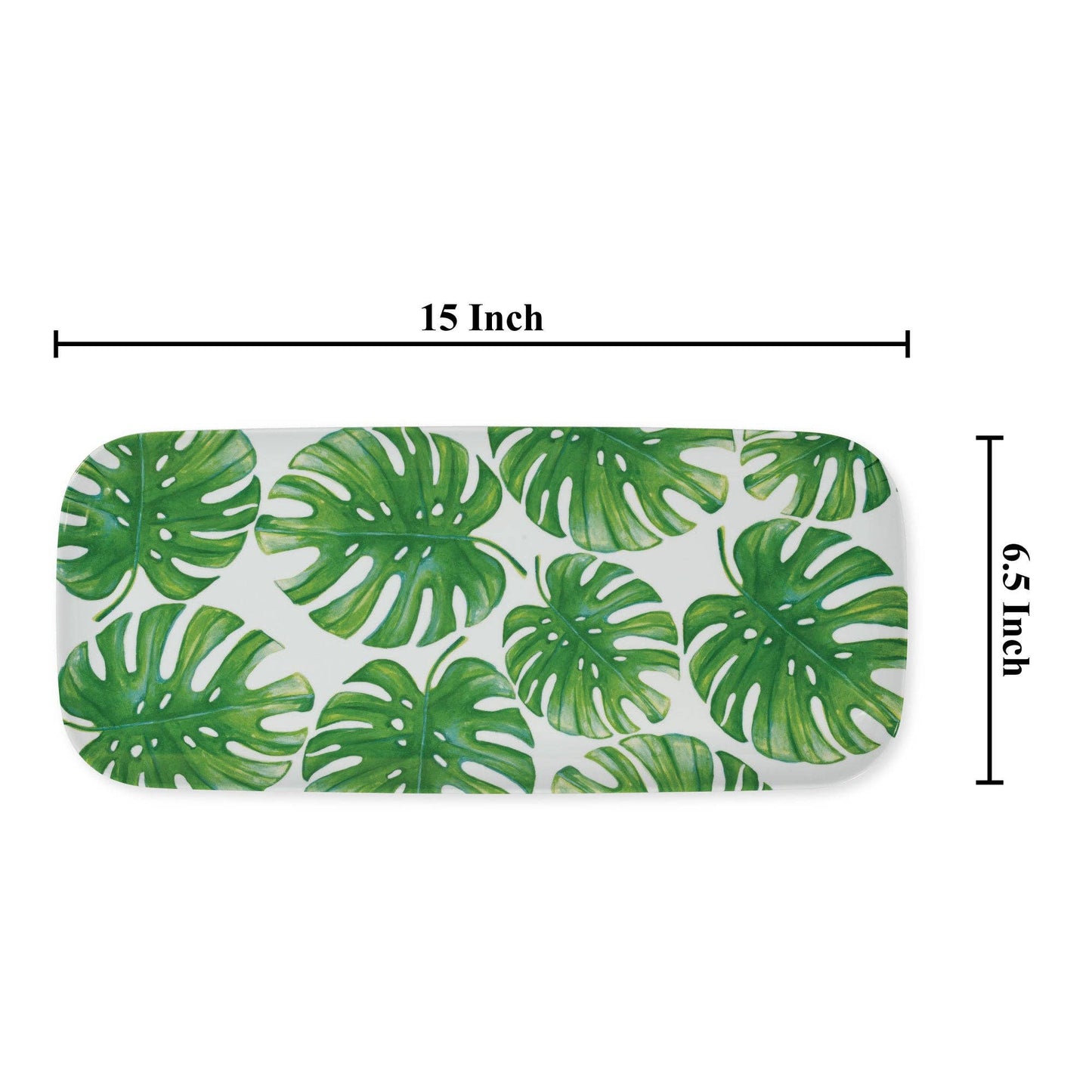 Monstera 15" Melamine Rectangle Tray