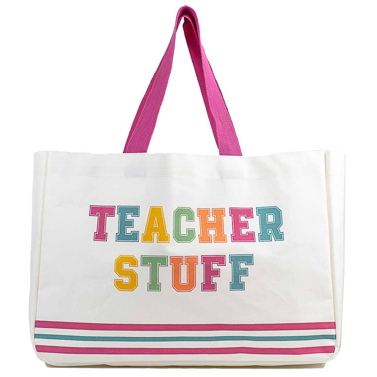 Teacher Stuff Tote White/Multi 19.5x13.5x7