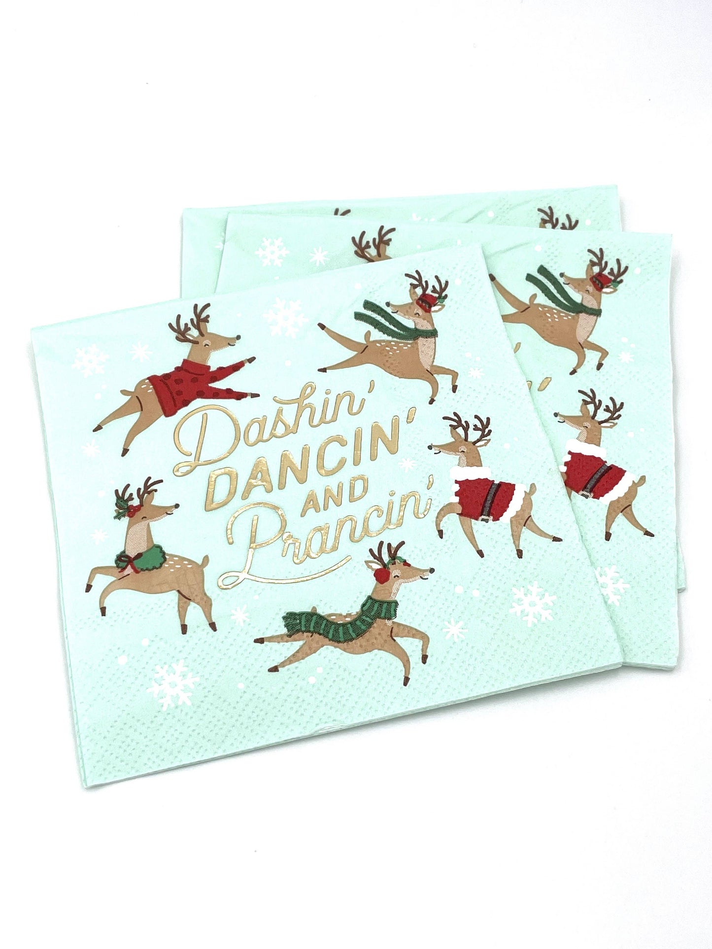 Funny Christmas Cocktail Napkins | Prancin Gold Foil - 20ct: Default Title