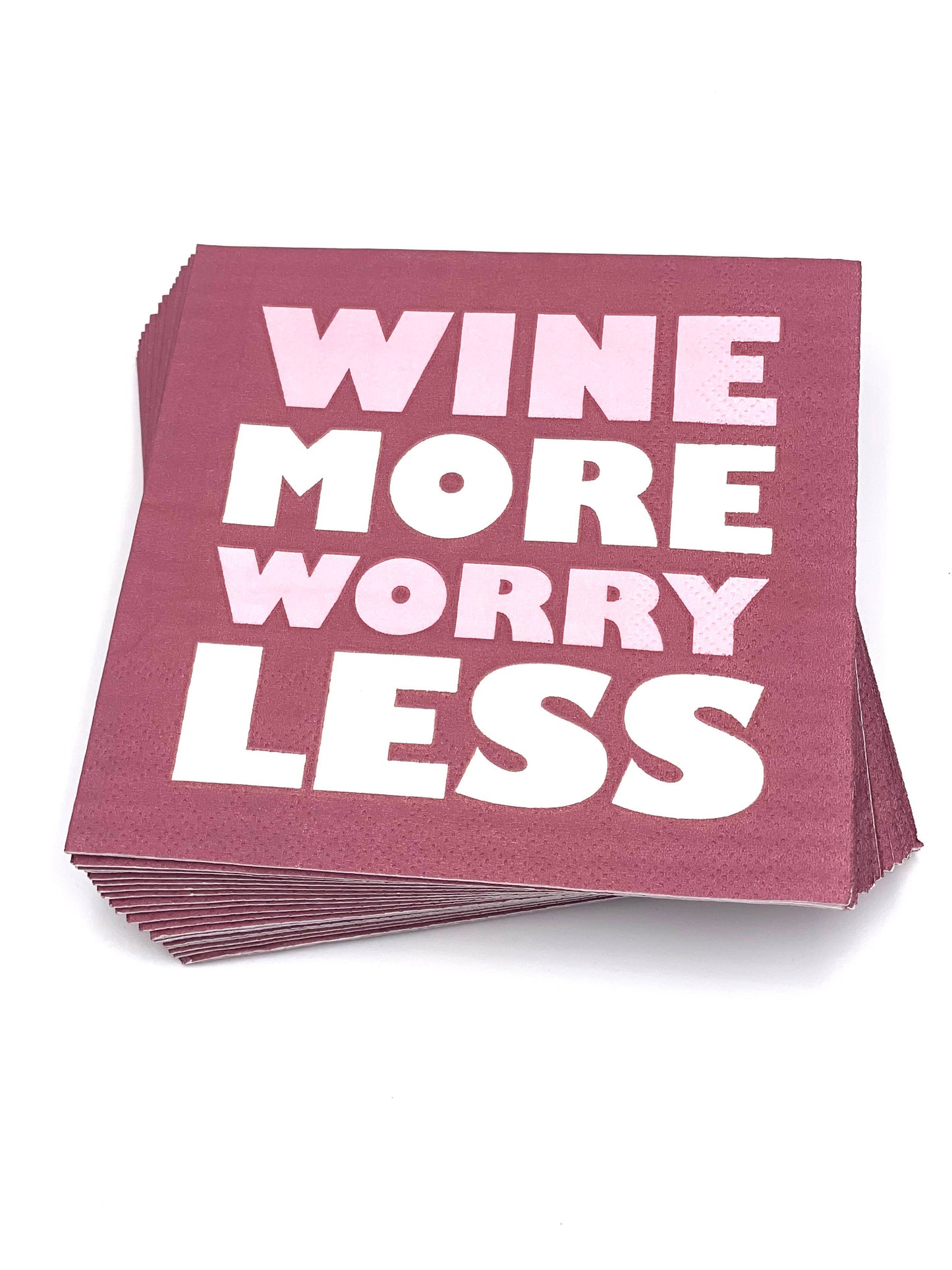 Wine More Worry Less Cocktail Napkins - 20ct