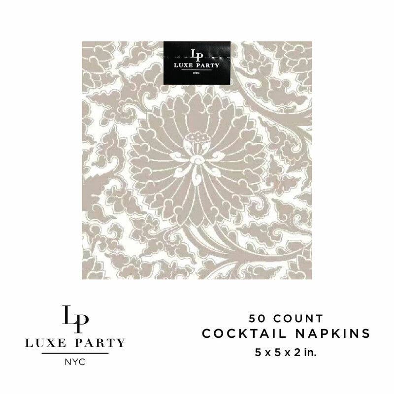 Linen Toile Paper Cocktail Napkins | 50 Napkins : 50 Beverage Napkins - 5" x 5"