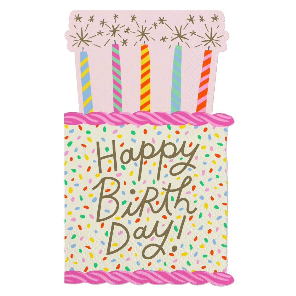Cocktail Napkins | Happy Birth Day - Die Cut - 16ct
