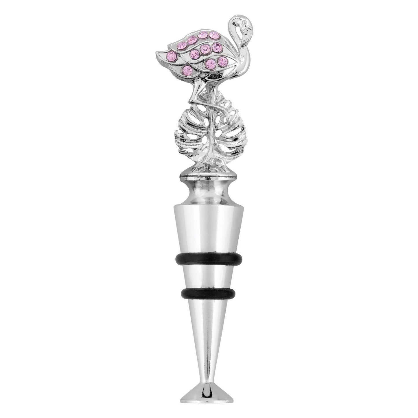 Crystal Flamingo Wine Bottle Stopper: 4 5/8" L / Crystal, Zinc Alloy