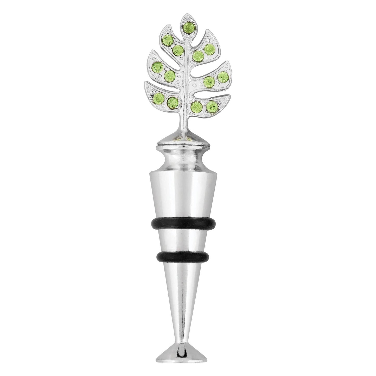 Crystal Monstera Wine Bottle Stopper: 4 1/4" L / Crystal, Zinc Alloy