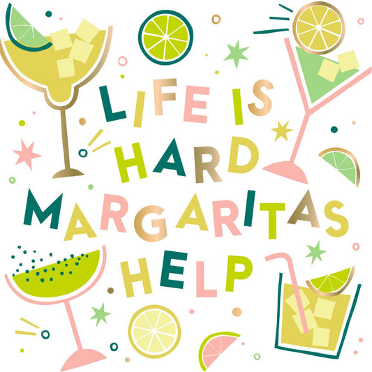 Foil Cocktail Napkins | Life is Hard Margaritas Help - 20ct