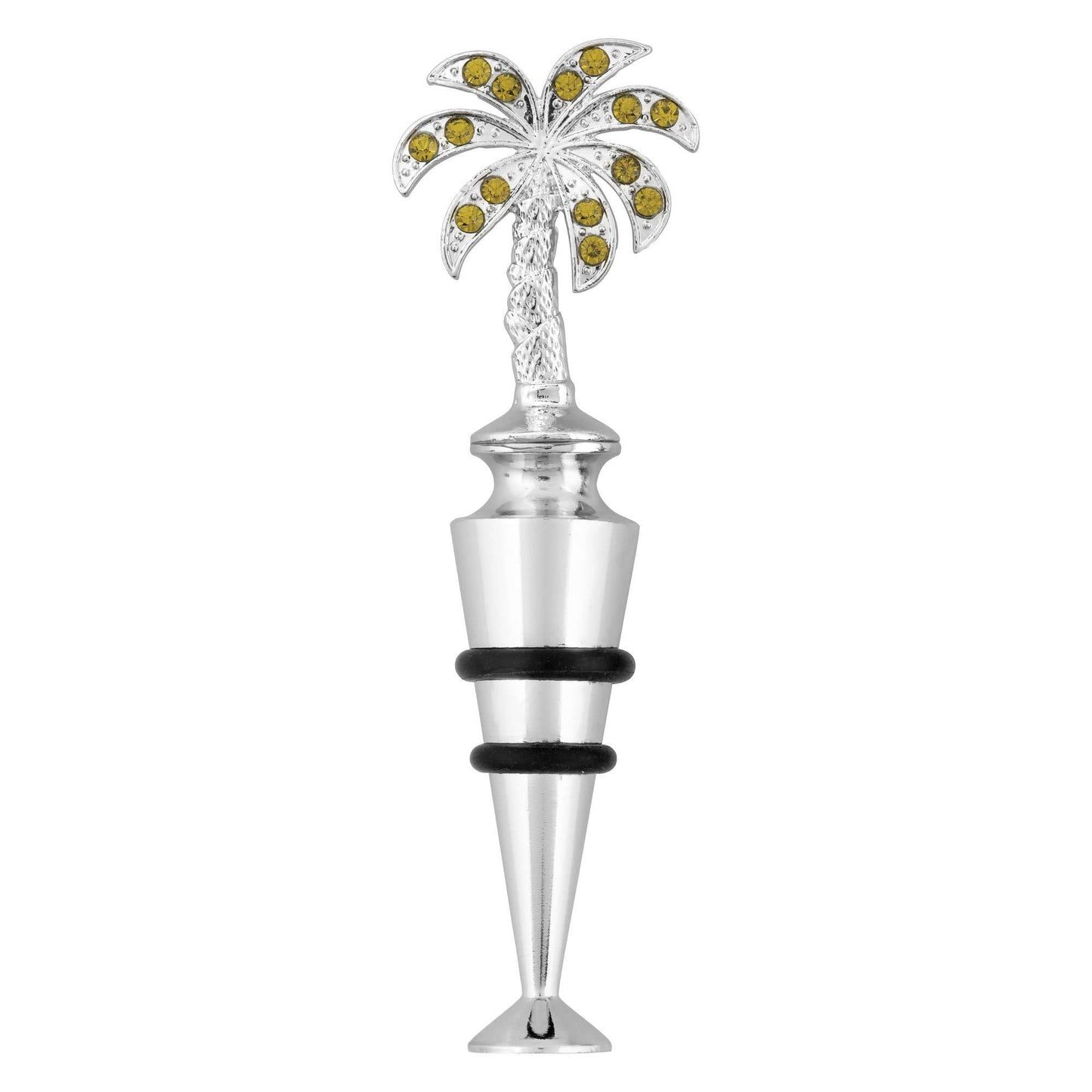 Crystal Palm Tree Wine Bottle Stopper: 4 1/2" L / Crystal, Zinc Alloy