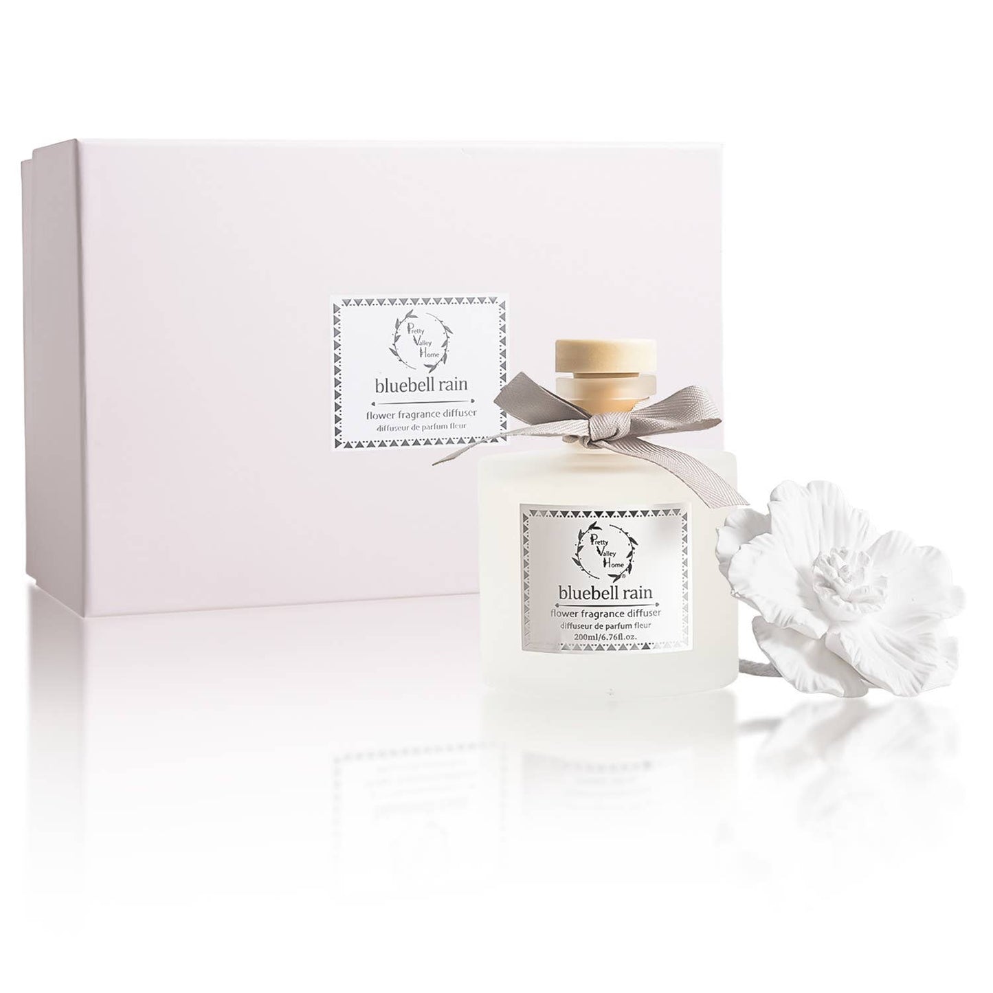 Diffuser Sets Gifts Ceramic Flower (2025)-Pretty Valley Home: White Jasmine-White