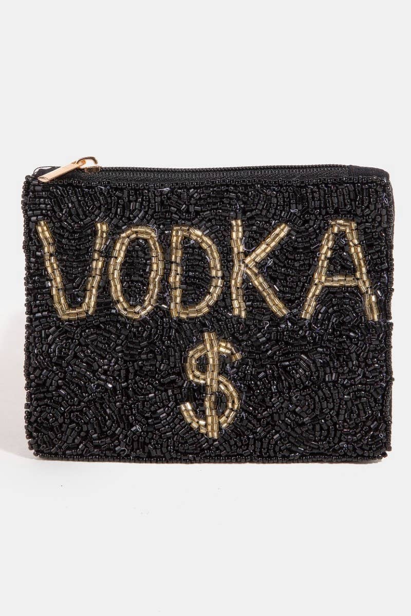 Vodka Money Seed Beaded Coin Purse: MULTI
