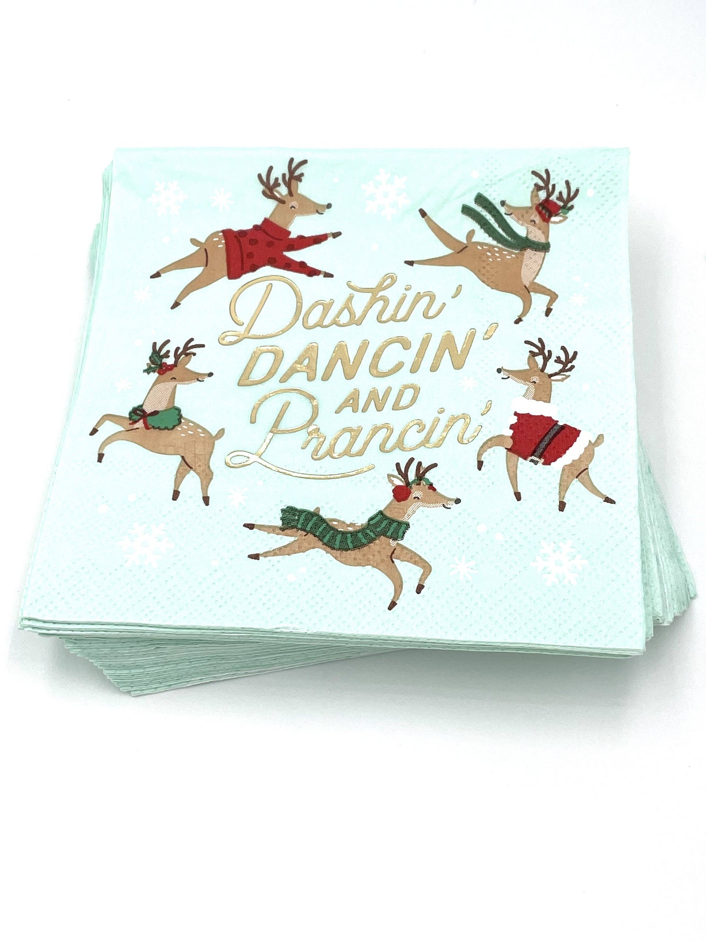 Funny Christmas Cocktail Napkins | Prancin Gold Foil - 20ct: Default Title