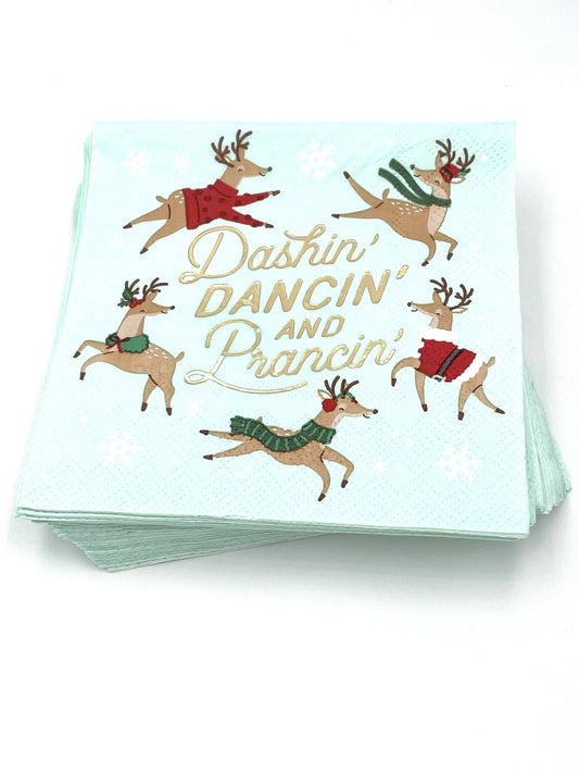 Funny Christmas Cocktail Napkins | Prancin Gold Foil - 20ct: Default Title