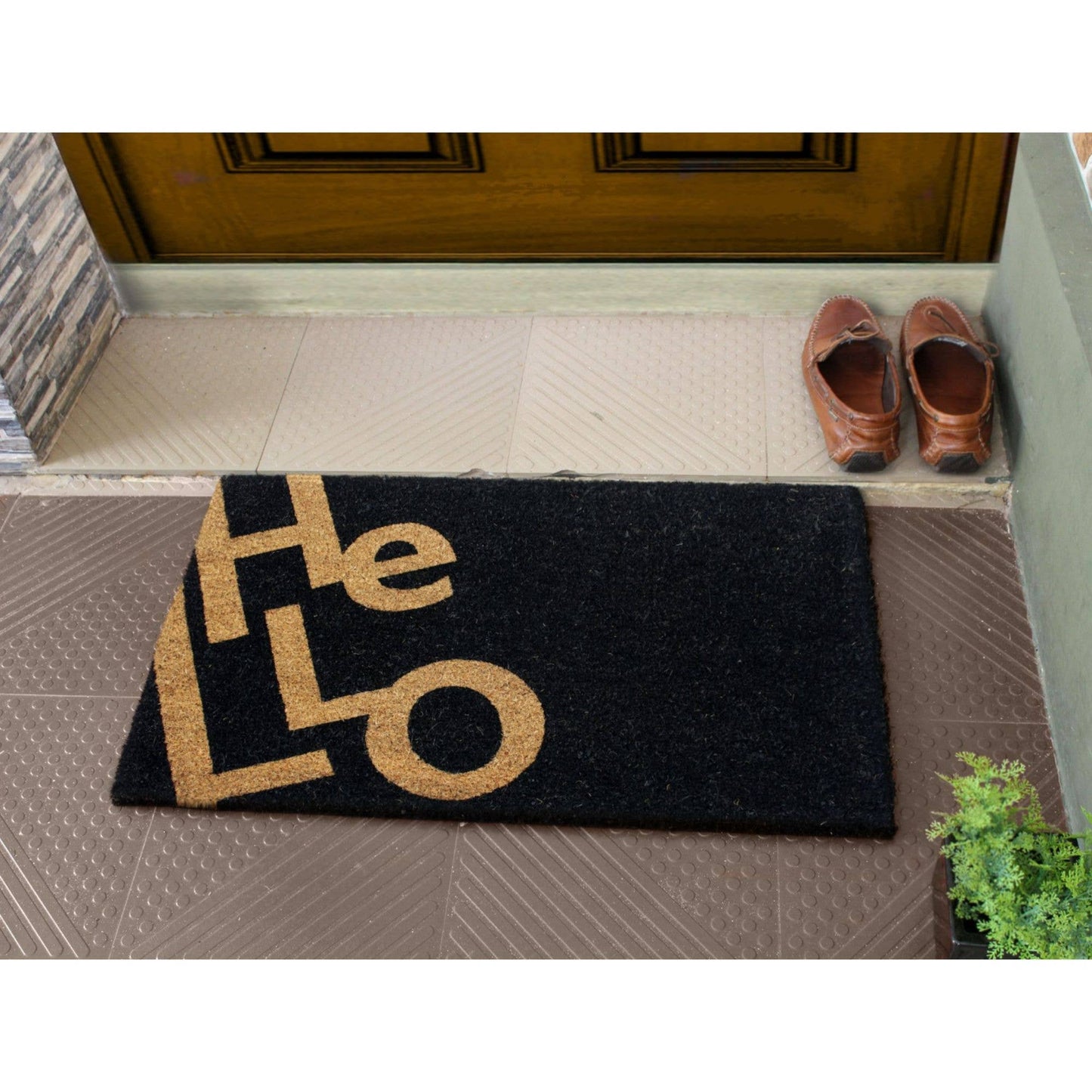 Zigzag Hello Doormat, 18" x 30"