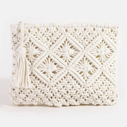 IV Crochet Clutch Tassel Bag