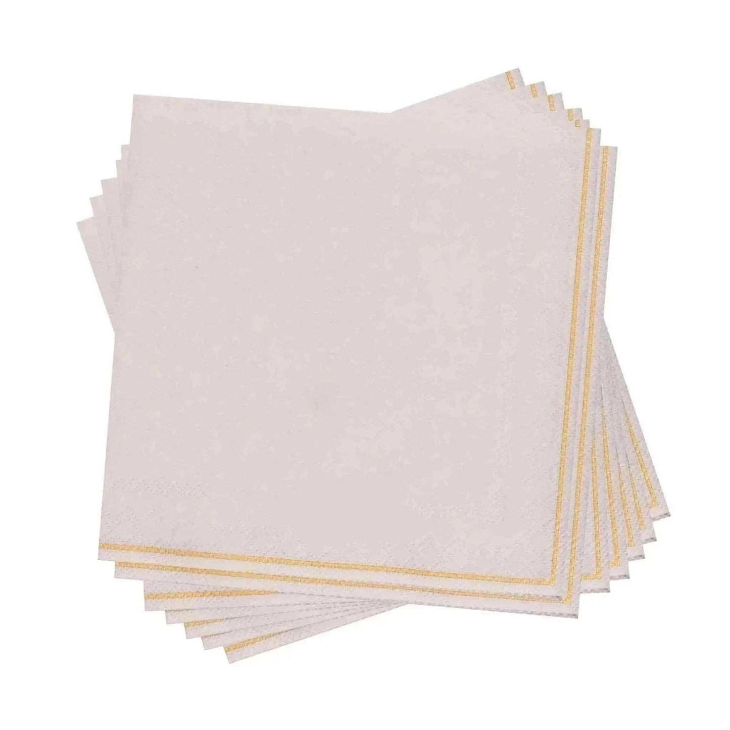 Linen with Gold Stripe Paper Cocktail Napkins | 20 Napkins: 20 Beverage Napkins - 5" x 5"