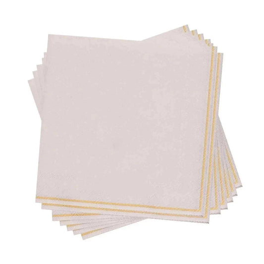 Linen with Gold Stripe Paper Cocktail Napkins | 20 Napkins: 20 Beverage Napkins - 5" x 5"