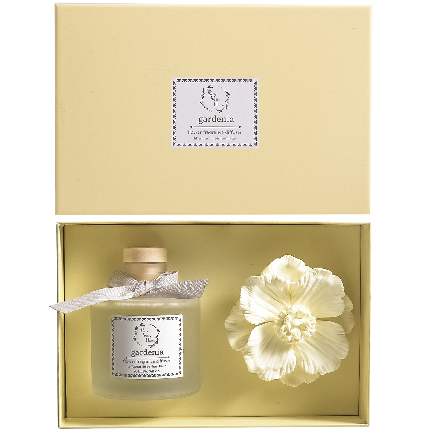 Diffuser Sets Gifts Ceramic Flower (2025)-Pretty Valley Home: White Jasmine-White