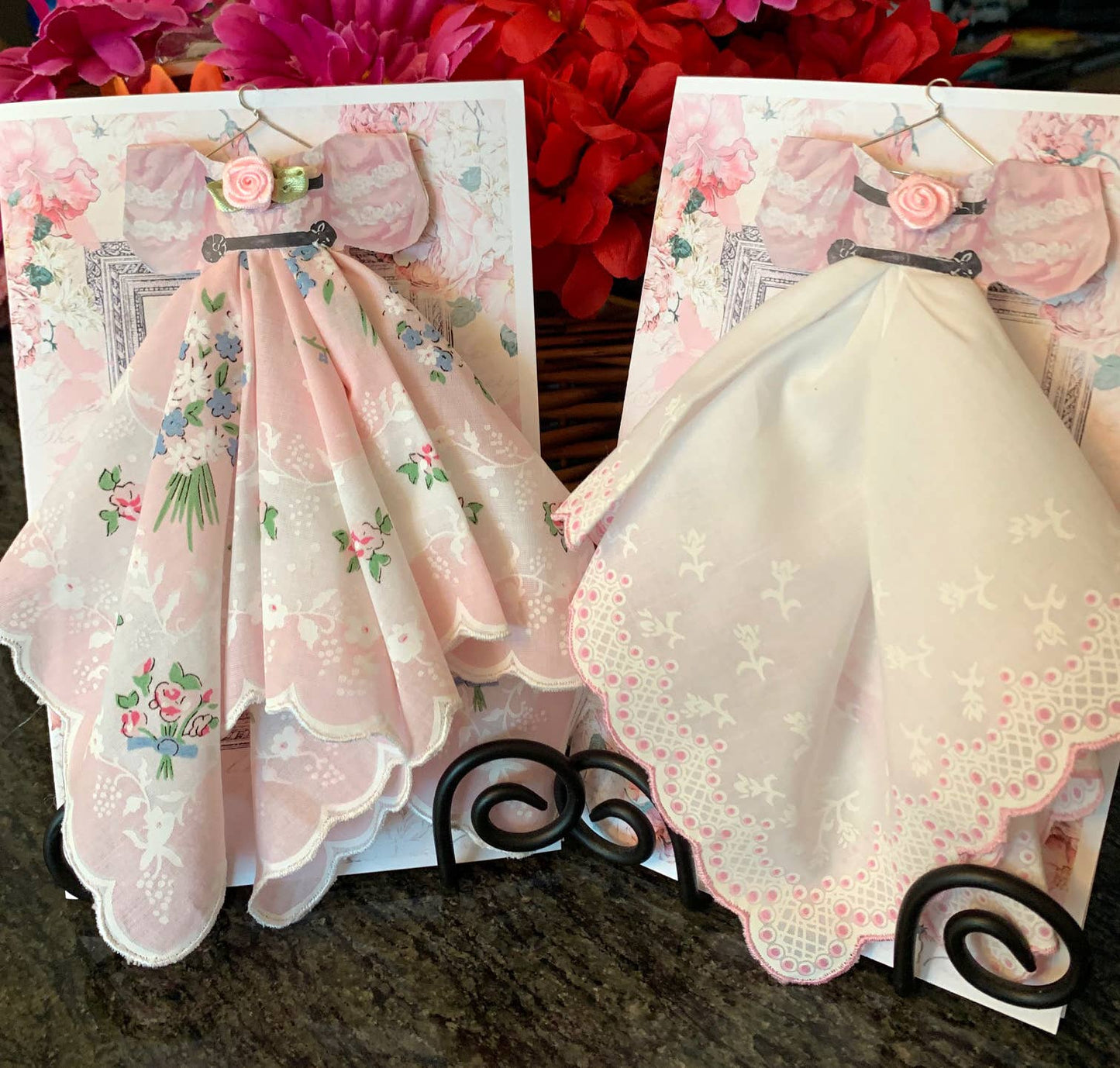 Party Dress Keepsake Hankie Card: Pink Shadow