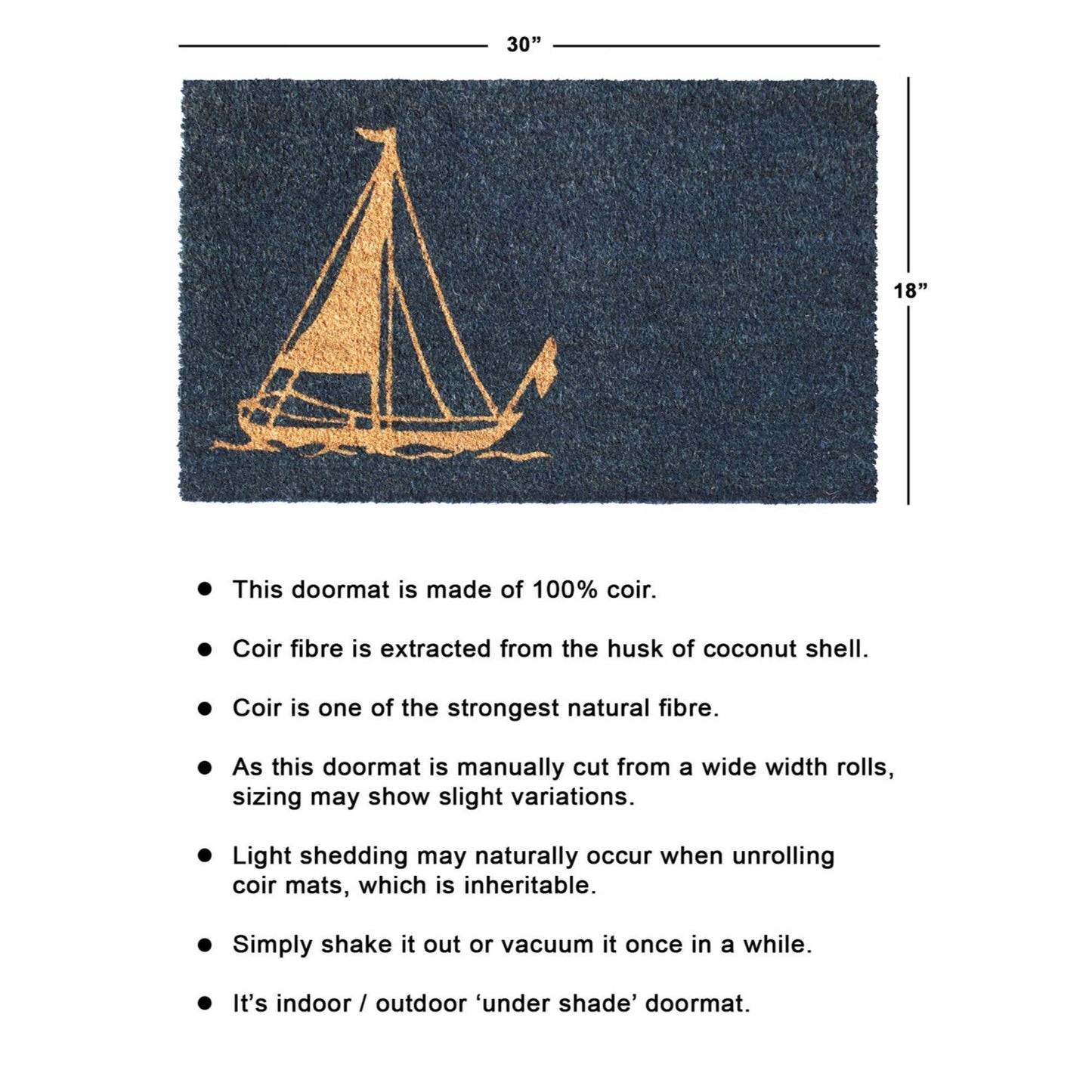 Sailboat Doormat, 18" x 30"