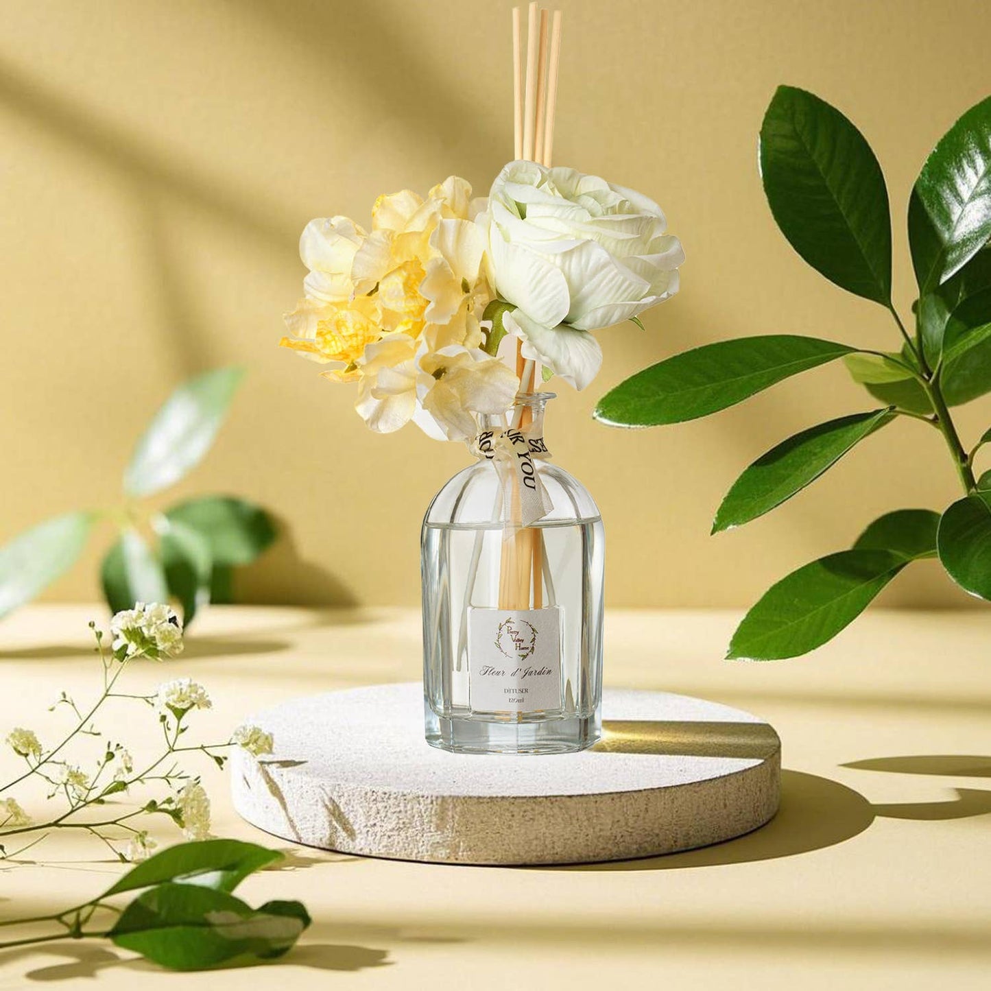 Reed Diffuser Sets Faux Flowers 120Ml / 4.05 FL oz - Fleur d’ Jardin: Fleur d’ Jardin