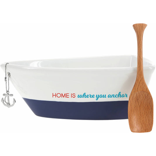 Boat Serving Dish with Oar Home - 7"