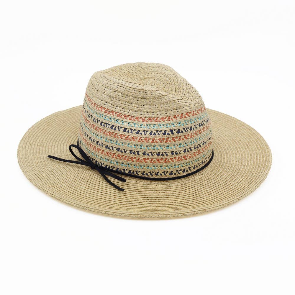 Multicolor Woven Straw Fedora Hat: NA