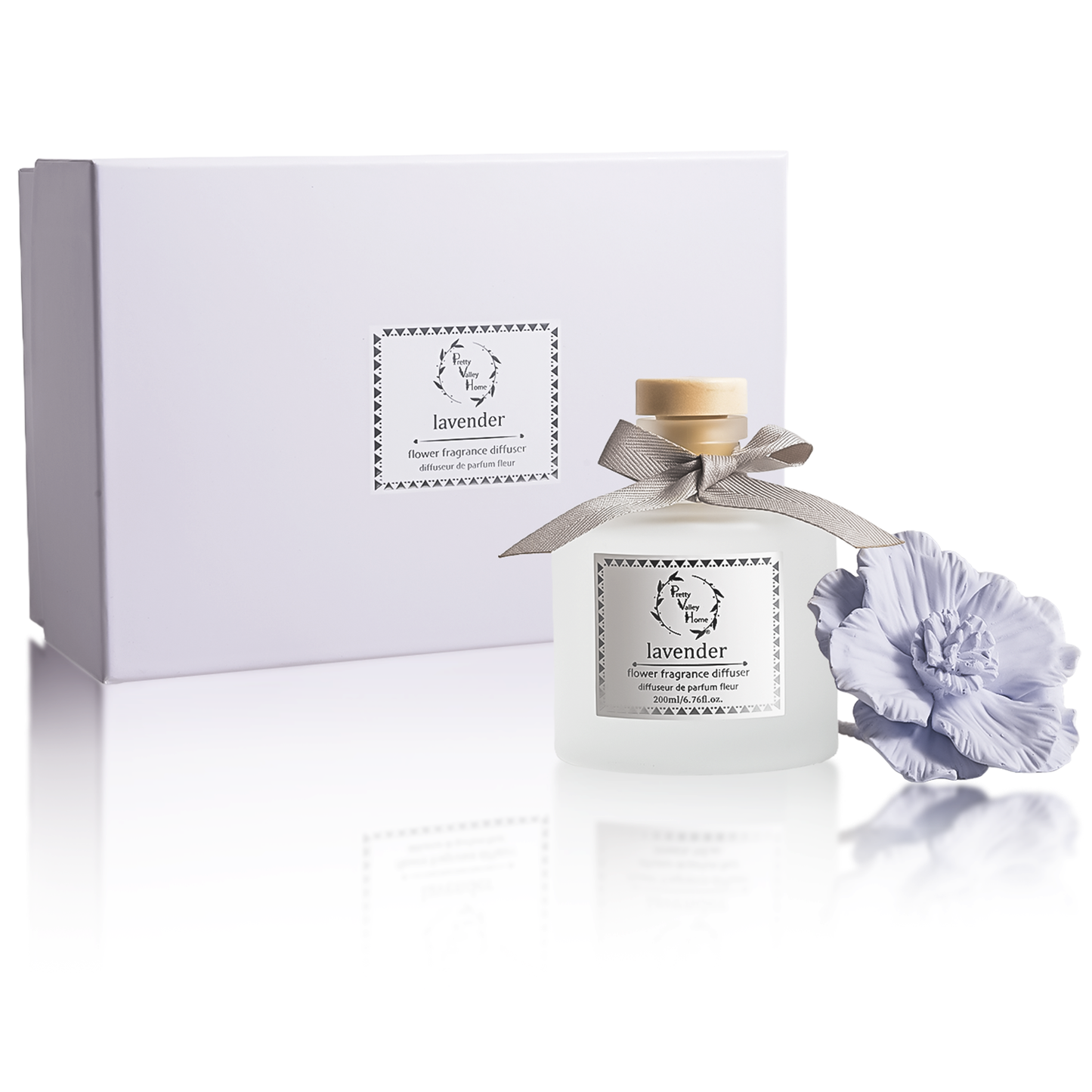 Green - Diffuser Sets Gifts Ceramic Flower (2025)-Pretty Valley Home: White Jasmine-Green