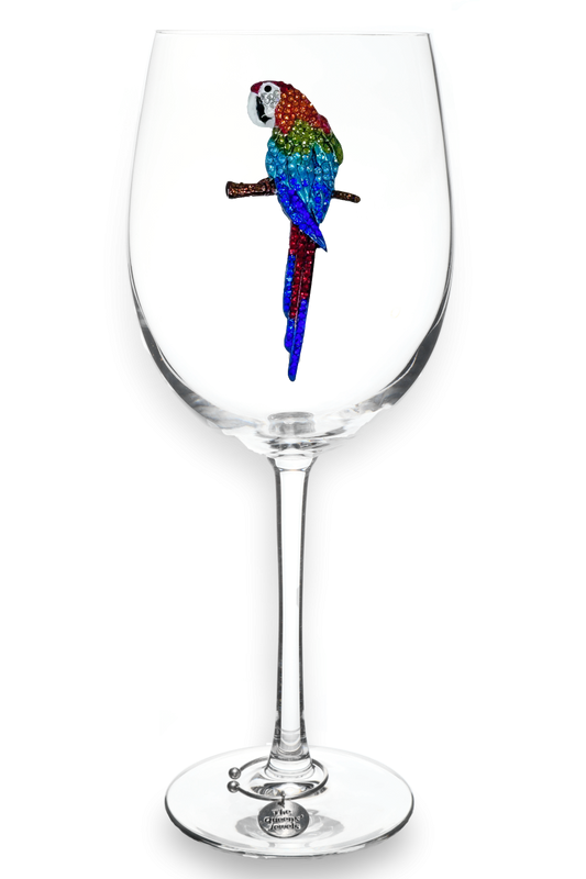 Parrot Jeweled Stemmed Wine Glass