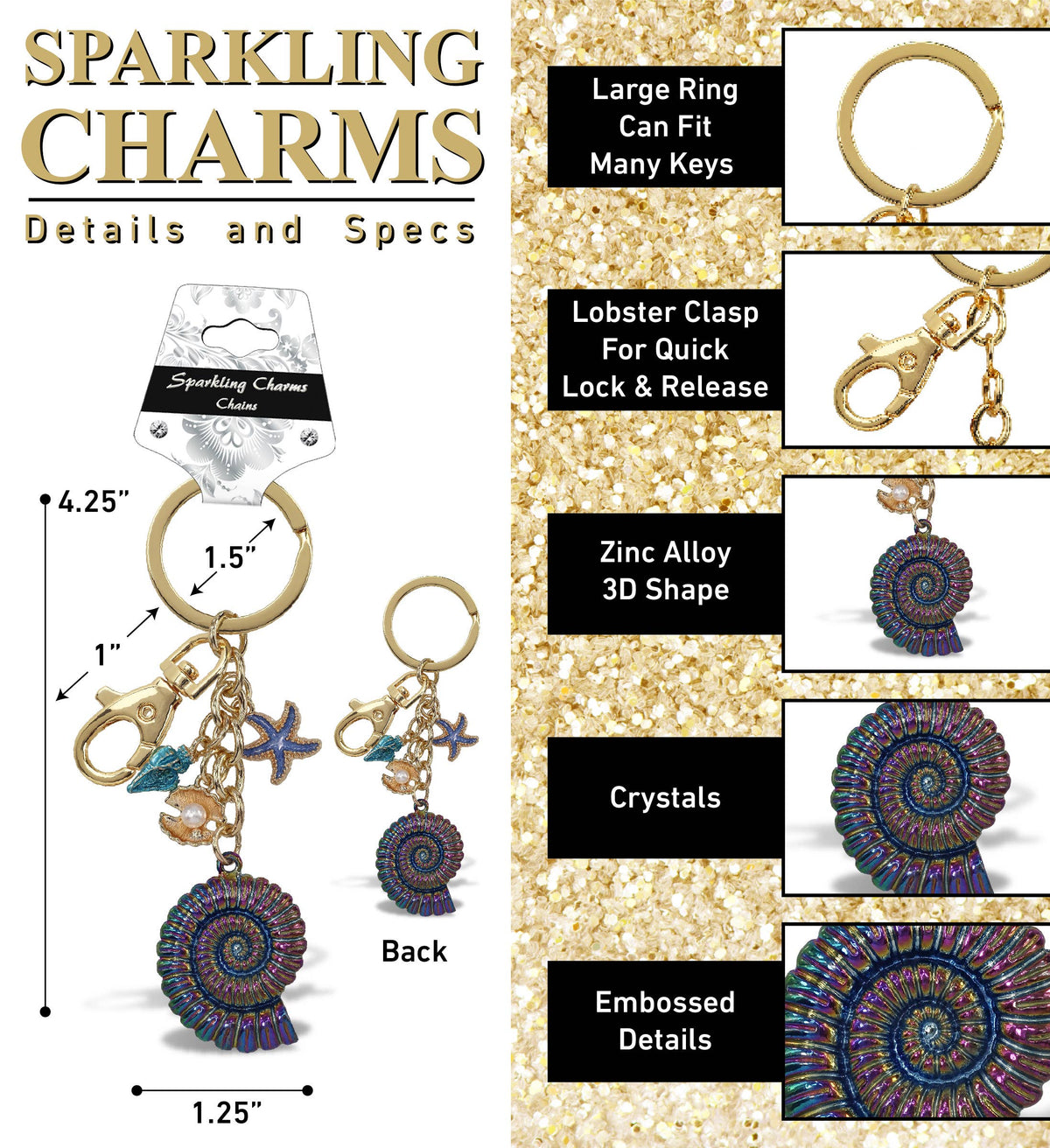 Gold Sparkling Charms - Shells